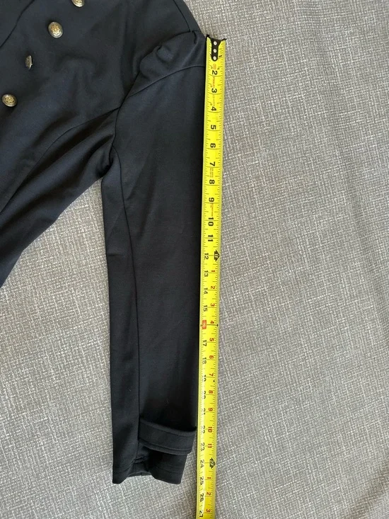 ModCloth Black Military Button Jacket Large Gold Tone Stand Collar Blazer - Picture 11 of 12